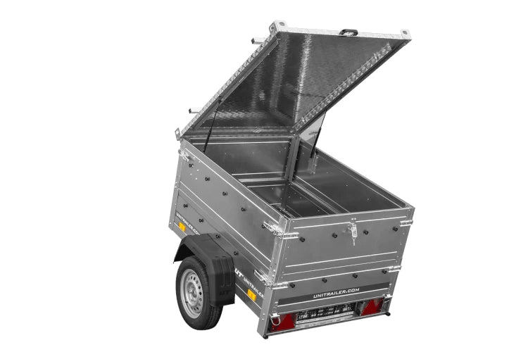 Einachsanhänger 150x106 UNITRAILER GARDEN 150 KIPP mit BIS-Seitenwänden und Aluminiumabdeckung