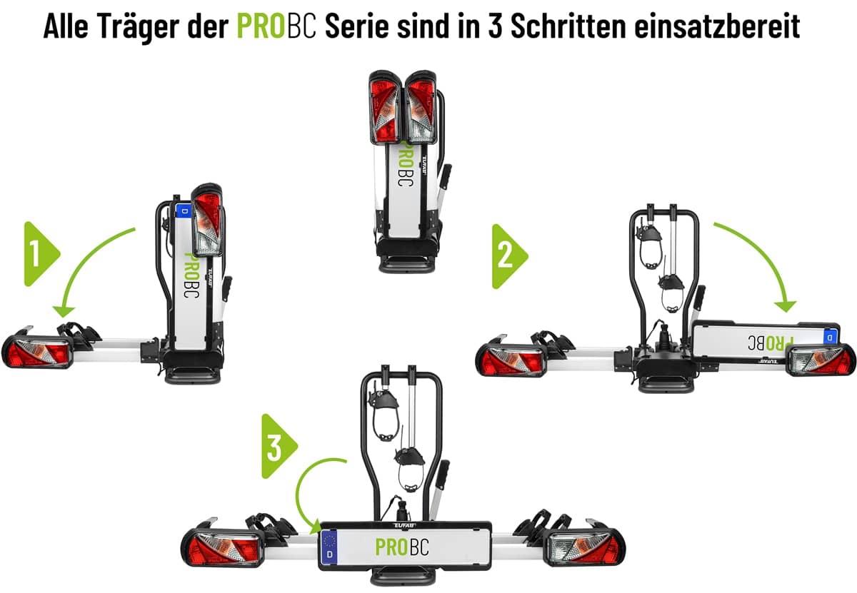 EUFAB ProBC 3 11602 für 4 Fahrräder inkl. Erweiterung 11572 und Tasche 11635