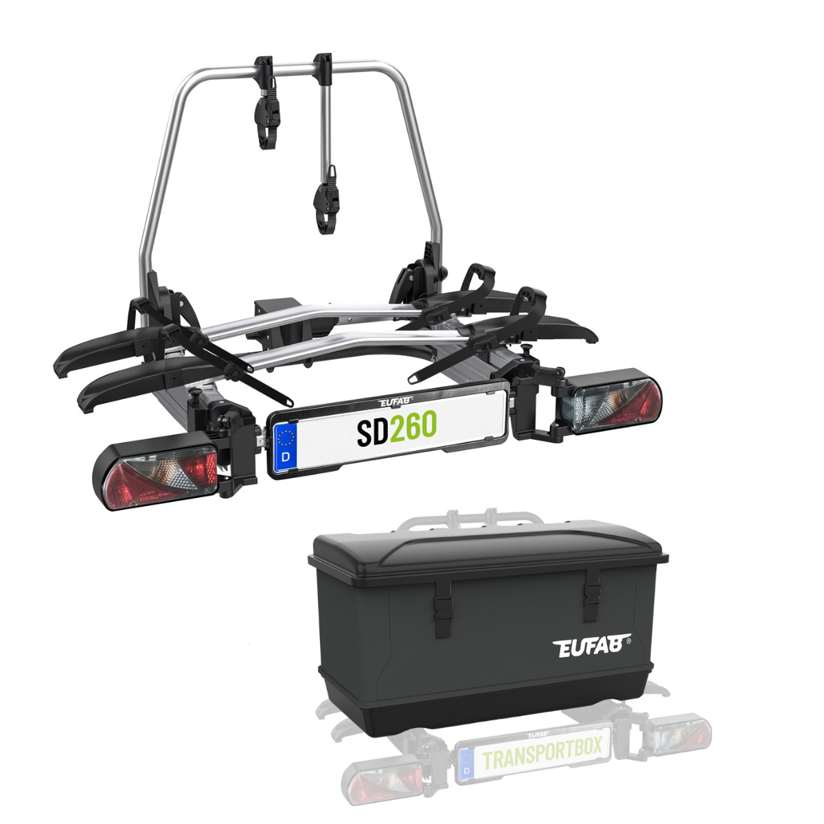 EUFAB SD260 Fahrradträger für 2 Räder Hecktüren 11596 inkl. Tasche