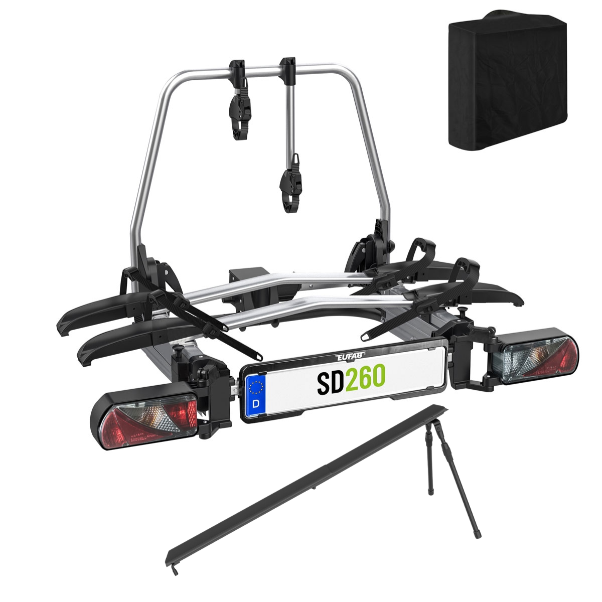 EUFAB SD260 Fahrradträger für 2 Räder Hecktüren 11596 inkl. Tasche