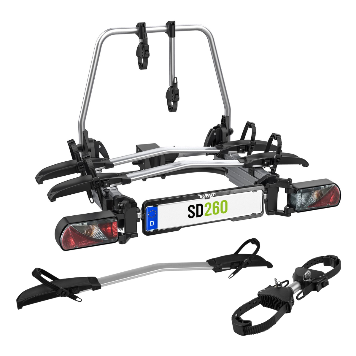 EUFAB SD260 Fahrradträger für 2 Räder Hecktüren 11596 inkl. Tasche