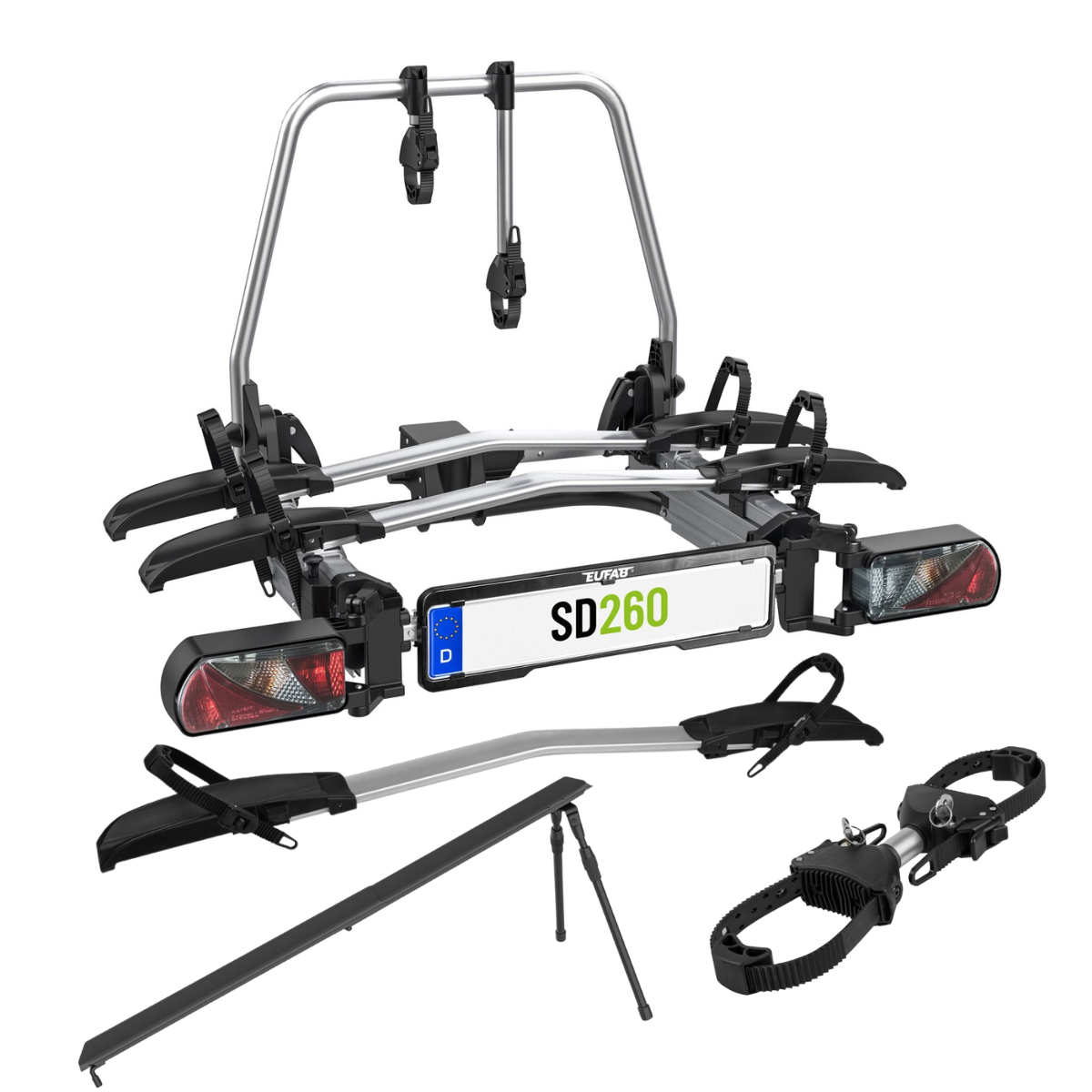 EUFAB SD260 Fahrradträger für 2 Räder Hecktüren 11596 inkl. Tasche