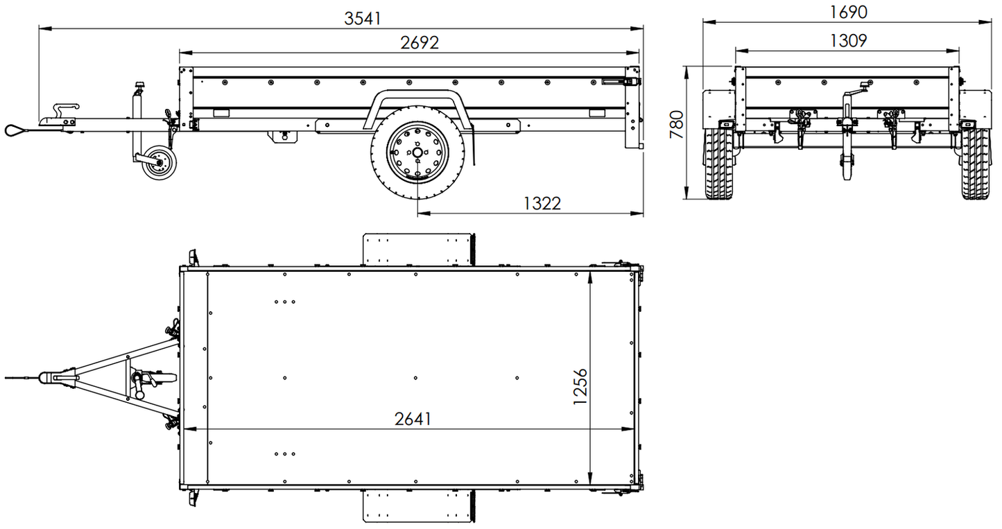 Anhänger GARDEN TRAILER 264 KIPP mit Bordwandaufsatz und Aludeckel