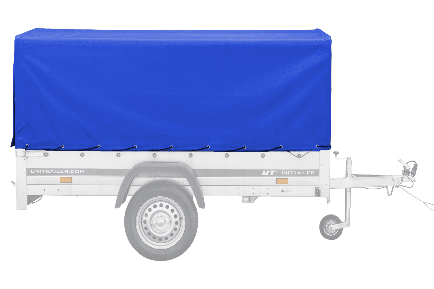 PKW-Anhänger GARDEN TRAILER 230 FD mit Stützrad, 80 cm hohem Spriegel und blauer Plane