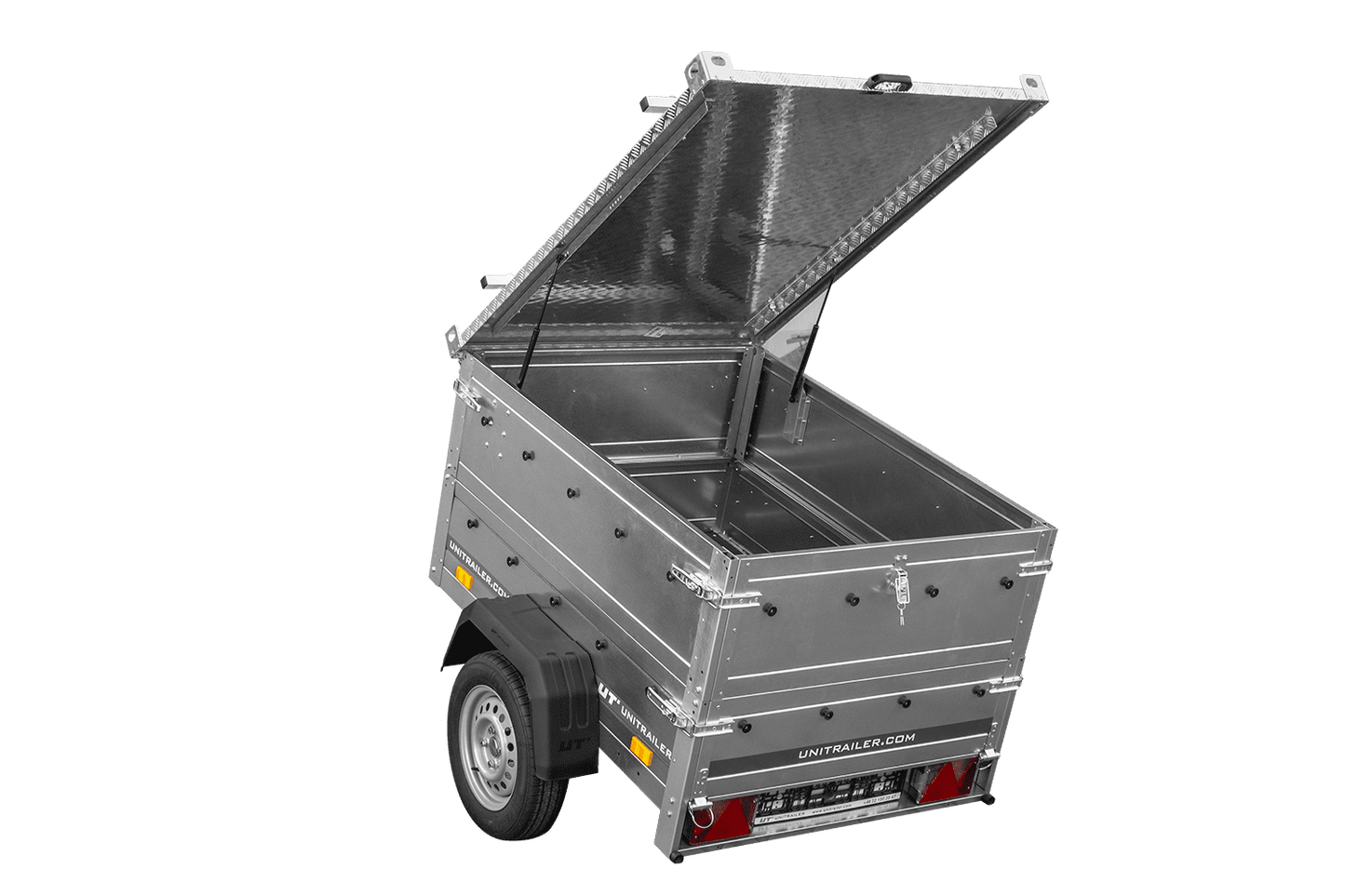 Einachsanhänger 150x106 UNITRAILER GARDEN 150 KIPP mit BIS-Seitenwänden und Aluminiumabdeckung
