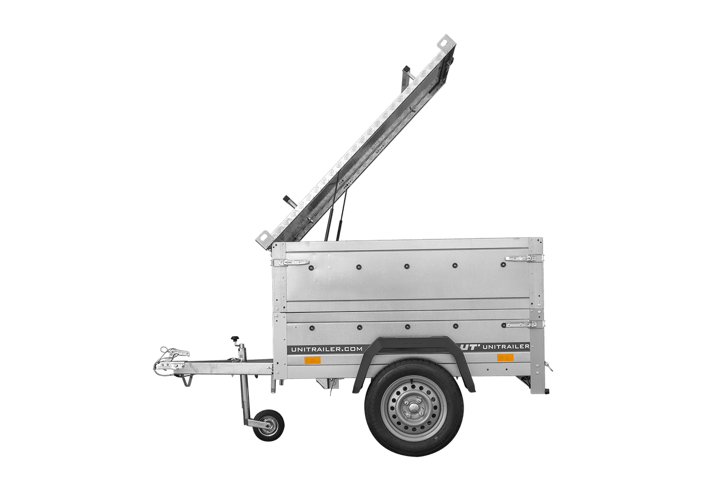 Einachsanhänger 150x106 UNITRAILER GARDEN 150 KIPP mit BIS-Seitenwänden und Aluminiumabdeckung