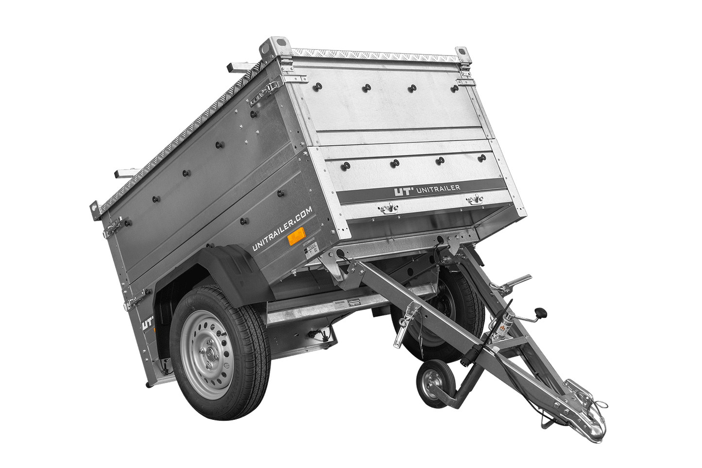 Einachsanhänger 150x106 UNITRAILER GARDEN 150 KIPP mit BIS-Seitenwänden und Aluminiumabdeckung