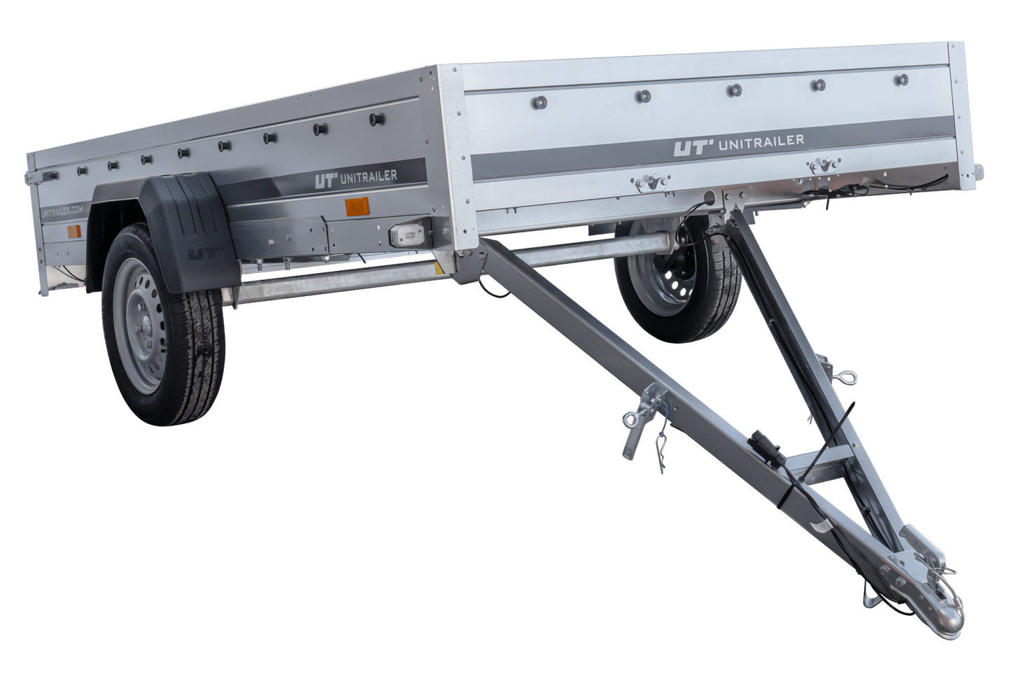 PKW Anhänger 264x150 UNITRAILER GARDEN 265 KIPP mit Flachplanenträger und grauer Plane