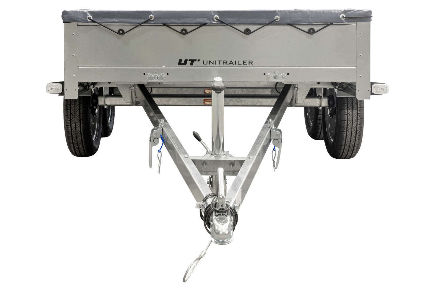 GARDEN TRAILER 264/2 KIPP MIT STÜTZRAD, GRAUE FLACHPLANE UND PLANENTRÄGER