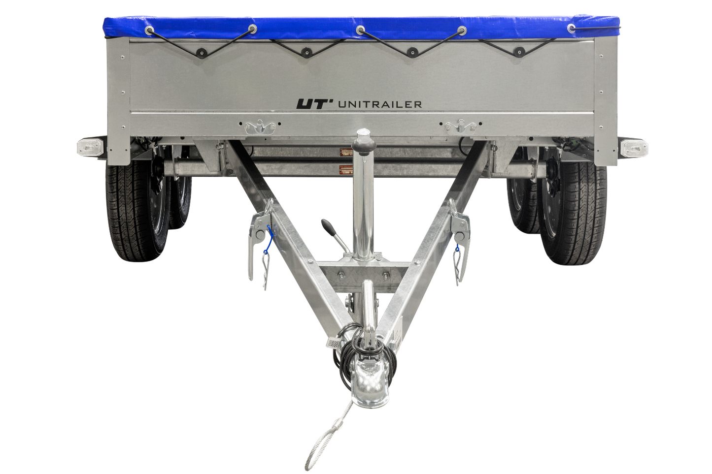 GARDEN TRAILER 264/2 KIPP MIT STÜTZRAD, PLANENTRÄGER UND BLAUER FLACHPLANE