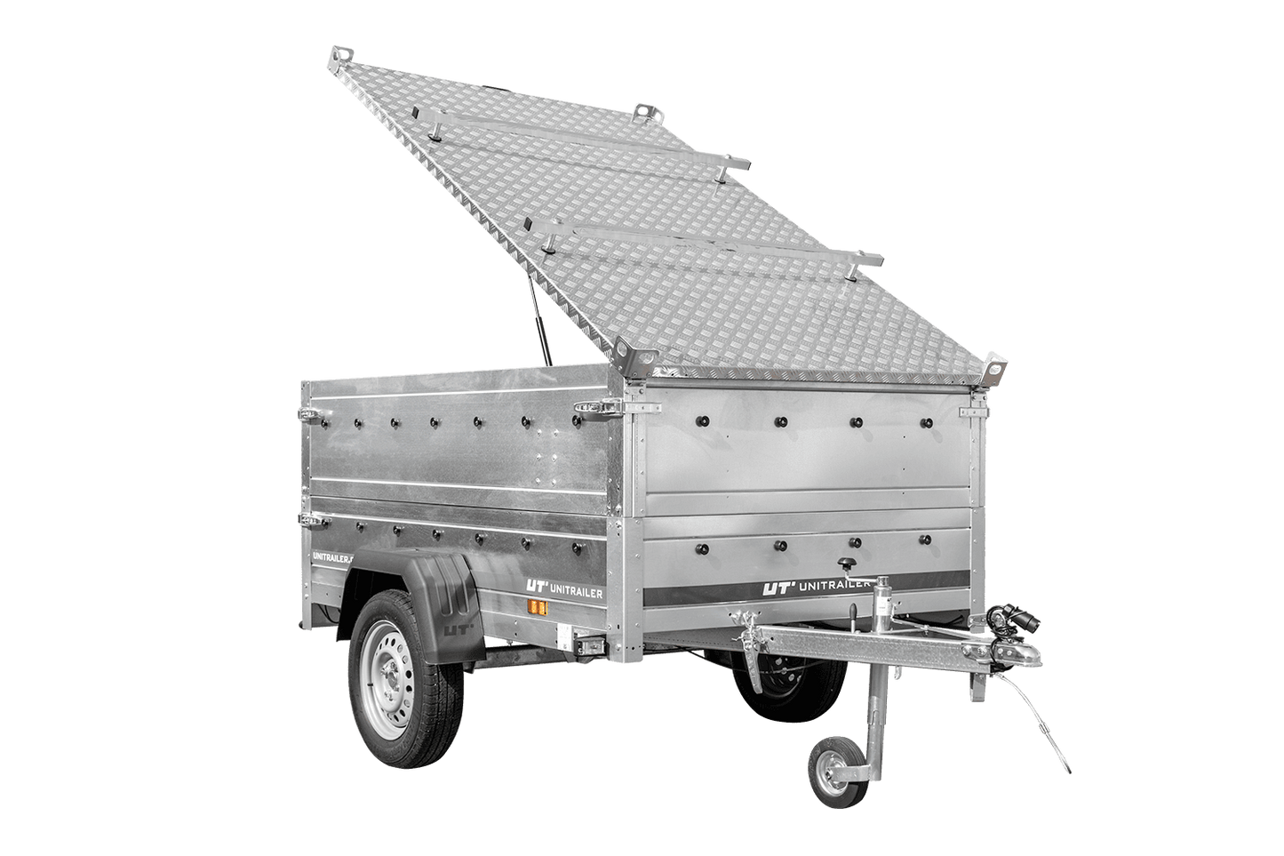 Leichter Anhänger 200x125 UNITRAILER GARDEN 201 KIPP mit BIS-Seitenwänden und Aluminiumabdeckung