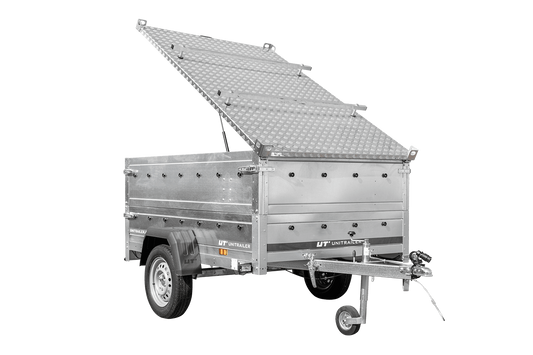 Leichter Anhänger 200x125 UNITRAILER GARDEN 201 KIPP mit BIS-Seitenwänden und Aluminiumabdeckung