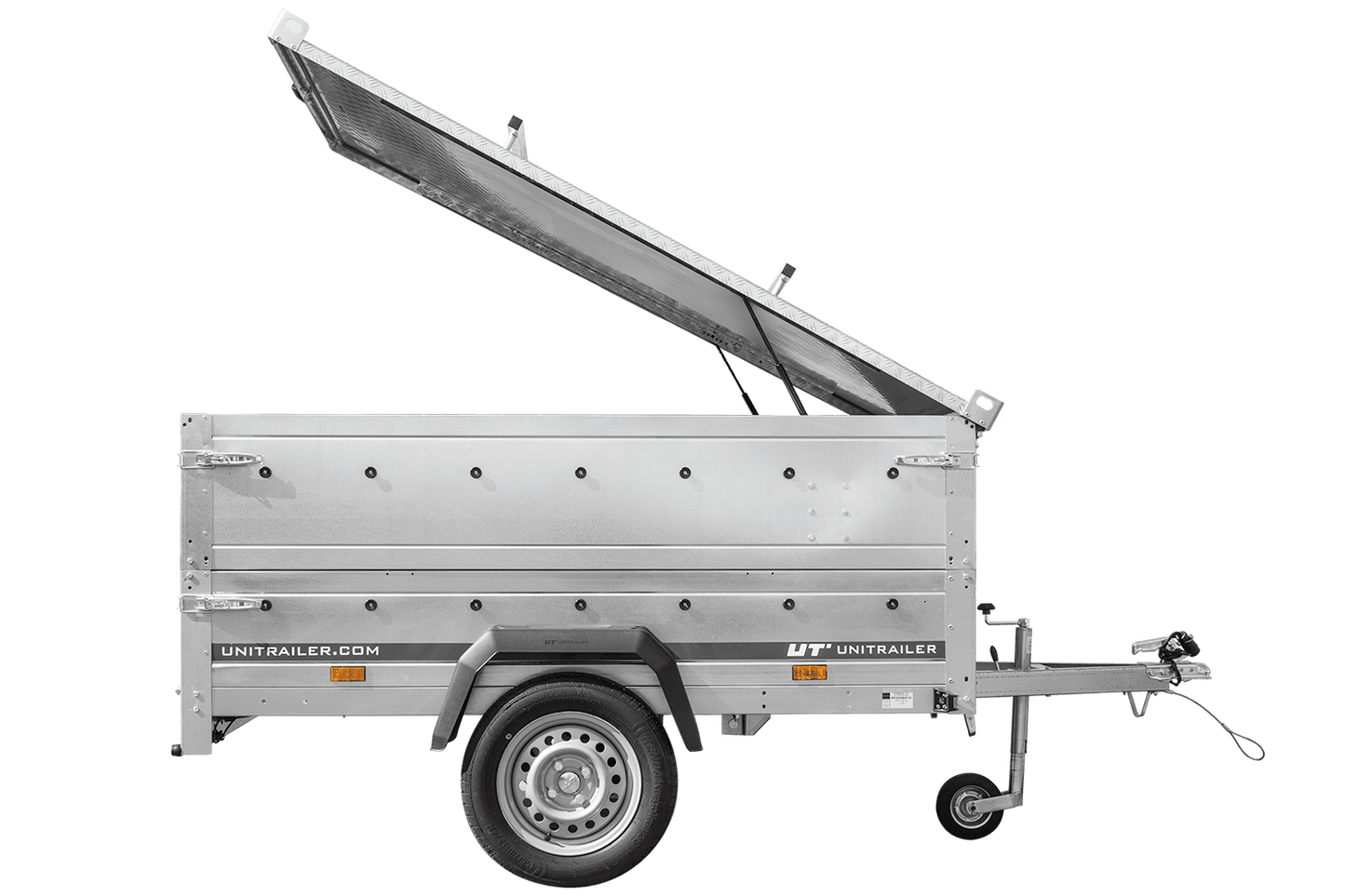 Leichter Anhänger 200x125 UNITRAILER GARDEN 201 KIPP mit BIS-Seitenwänden und Aluminiumabdeckung