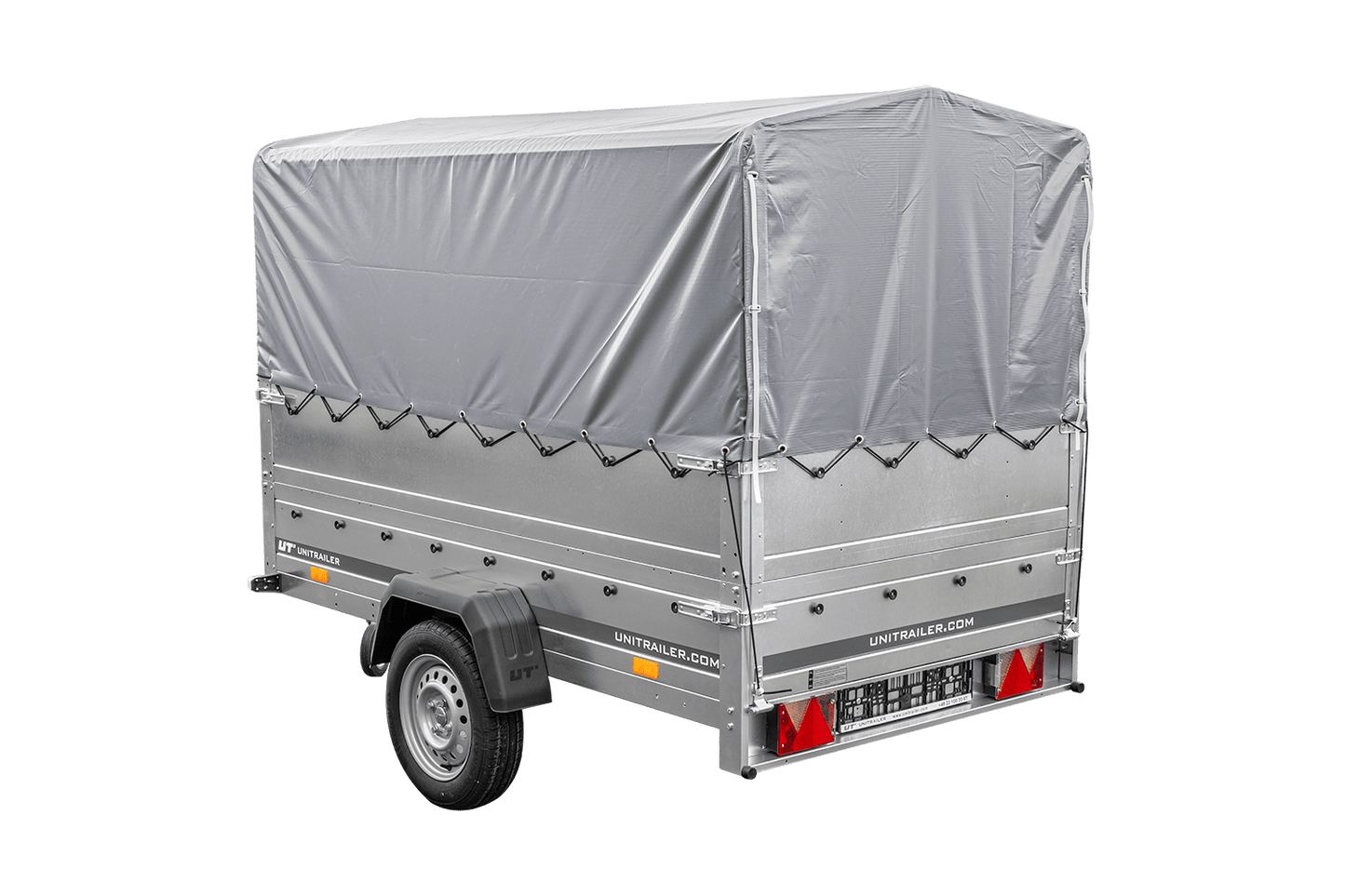 PKW-Anhänger 230x125 UNITRAILER GARDEN 230 FD mit BIS-Seiten, H-800-Gestell und grauer Plane