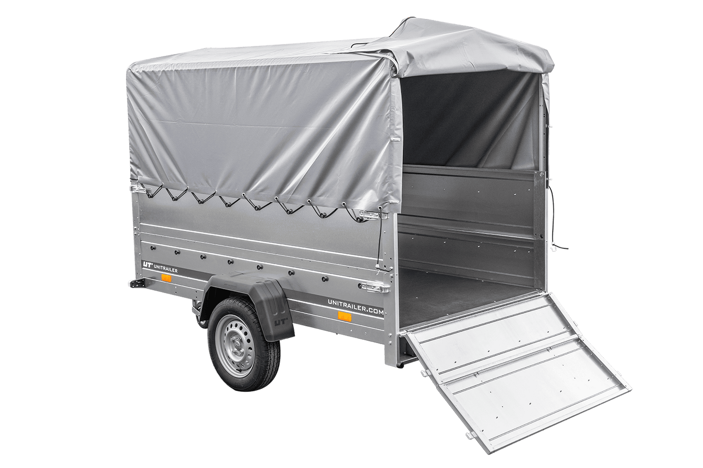 PKW-Anhänger 230x125 UNITRAILER GARDEN 230 FD mit BIS-Seiten, H-800-Gestell und grauer Plane