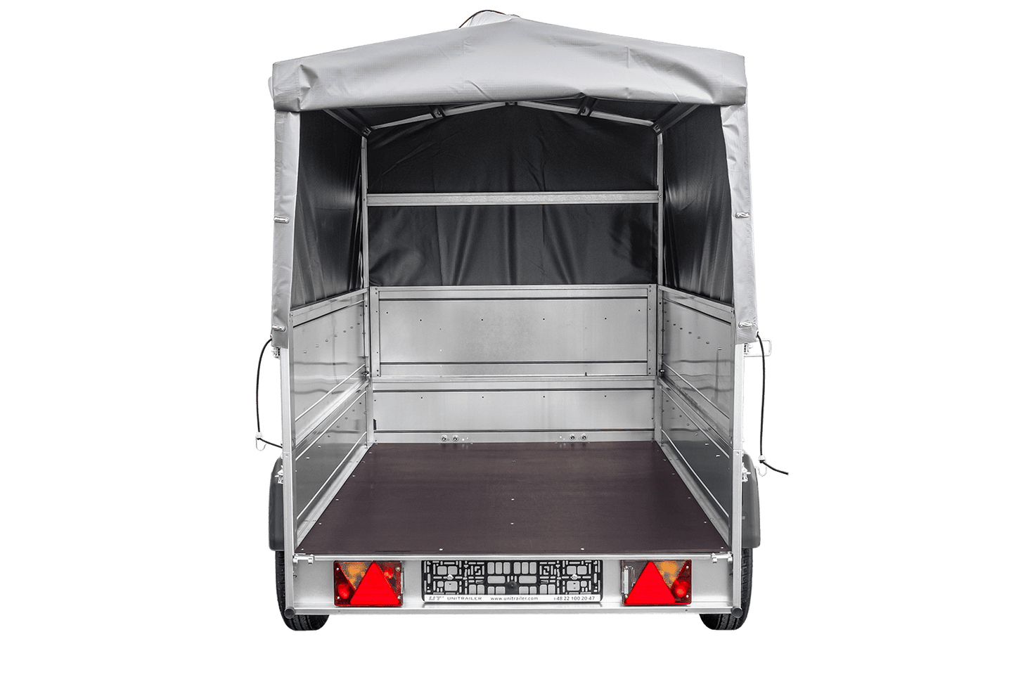 PKW-Anhänger 230x125 UNITRAILER GARDEN 230 FD mit BIS-Seiten, H-800-Gestell und grauer Plane