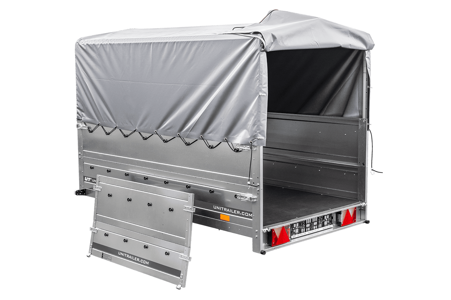 PKW-Anhänger 230x125 UNITRAILER GARDEN 230 FD mit BIS-Seiten, H-800-Gestell und grauer Plane