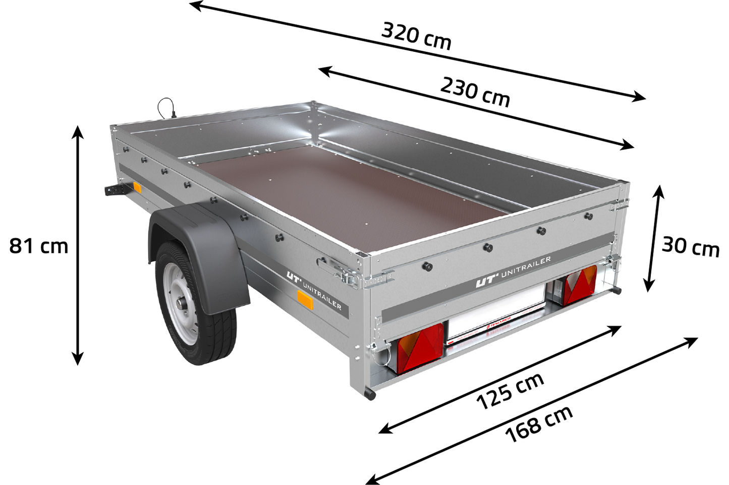 Transport Anhänger 230x125 Garden Trailer 230 KIPP Unitrailer 750 kg