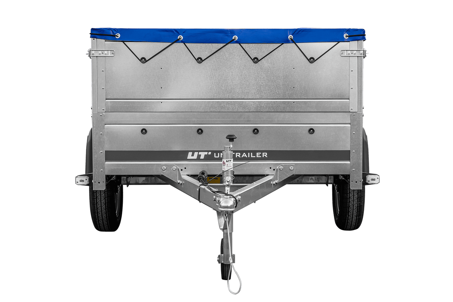 Unitrailer GARDEN TRAILER 230 FD Pkw-Anhänger mit Stützrad, zusätzlichen Bordwänden und blauer Plane