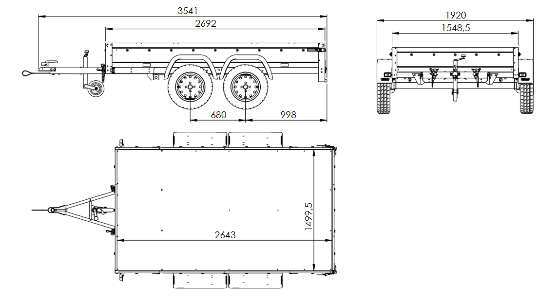 Zweiachsanhänger 264x150 UNITRAILER GARDEN 265/2 KIPP