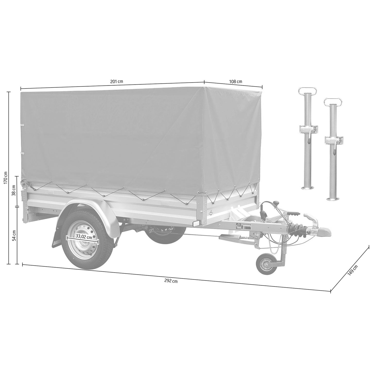 Stema Anhängerset Variolux 850 inkl. Hochplanenset 80 cm+Abstellstützen+Stützrad