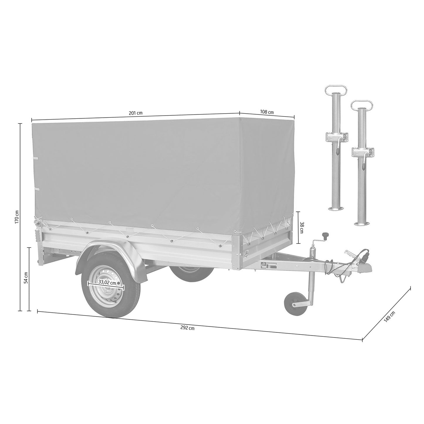 Stema Anhänger-Set Variolux 750 inkl. Hochplanen-Set, Abstellstützen & Stützrad