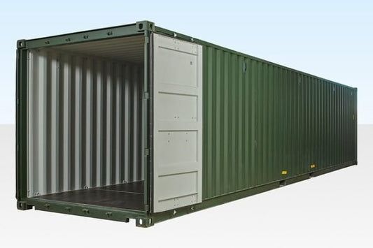 Seecontainer 40 Fuß 1. Reise Grün (RAL 6007)
