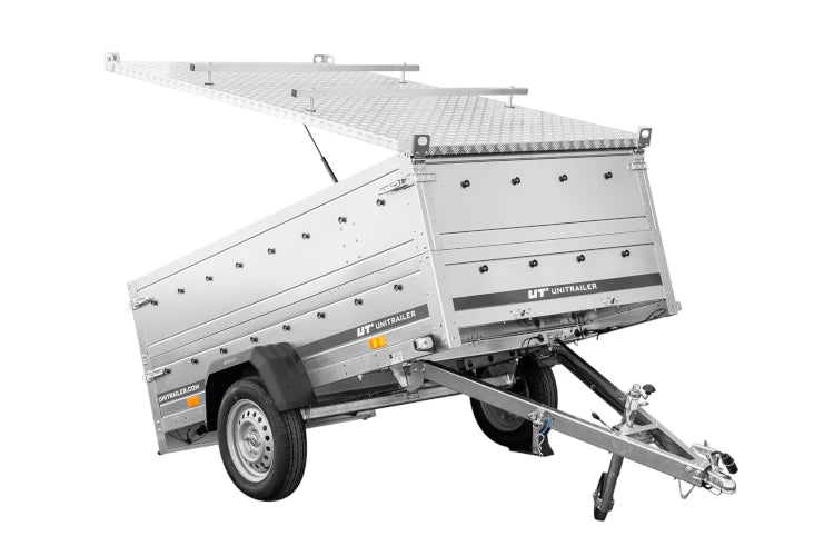 Einachsiger Anhänger 230x125 UNITRAILER GARDEN 230 KIPP mit Bordwandaufsatz und Aludeckel