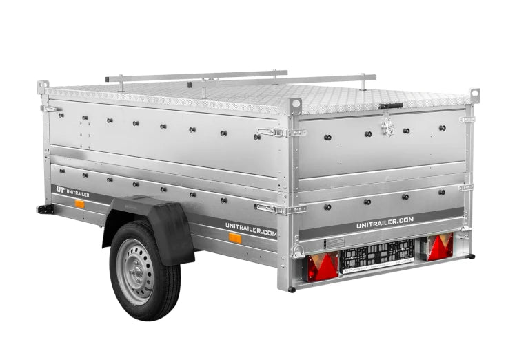 Einachsiger Anhänger 230x125 UNITRAILER GARDEN 230 KIPP mit Bordwandaufsatz und Aludeckel