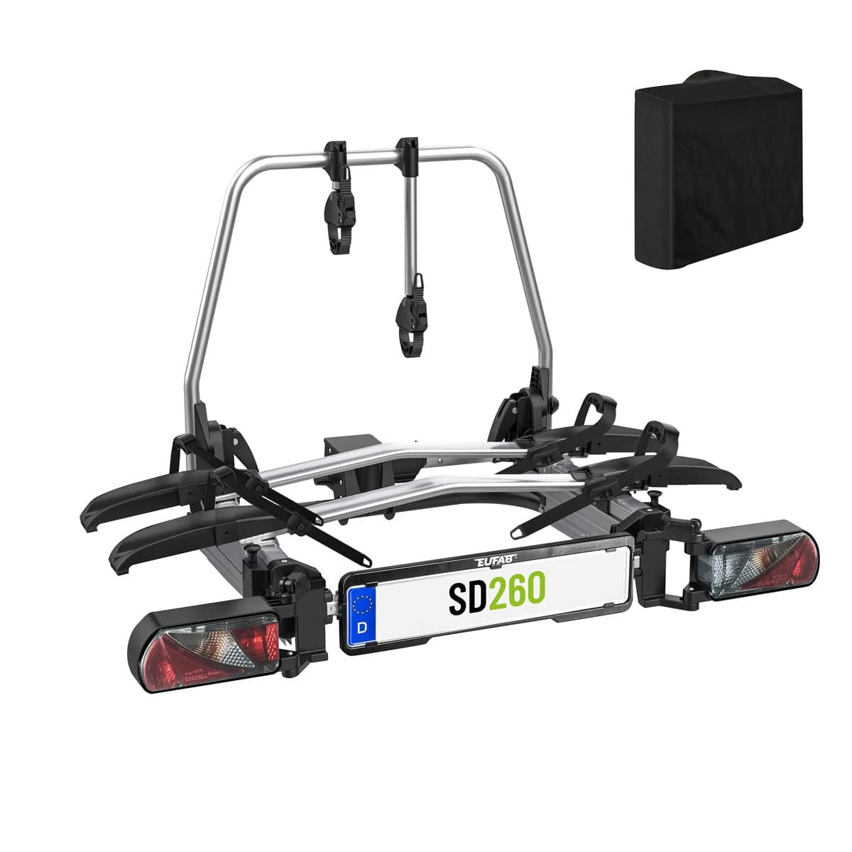 EUFAB SD260 Fahrradträger für 2 Räder Hecktüren 11596 inkl. Tasche