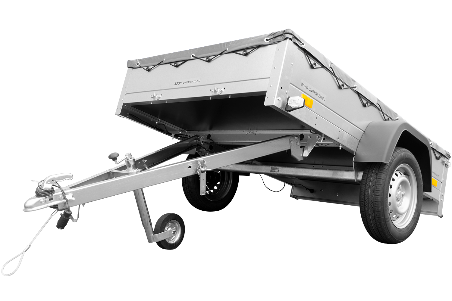 Anhänger für Pkws Garden Trailer 201 KIPP 200x125 cm 750 kg [mit Flachplane, Stützrad und Flachplaneträger]