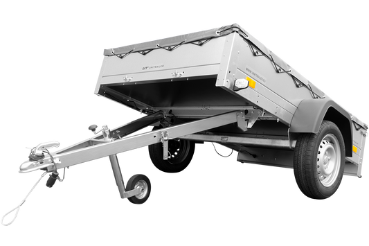 Anhänger für Pkws Garden Trailer 201 KIPP 200x125 cm 750 kg [mit Flachplane, Stützrad und Flachplaneträger]
