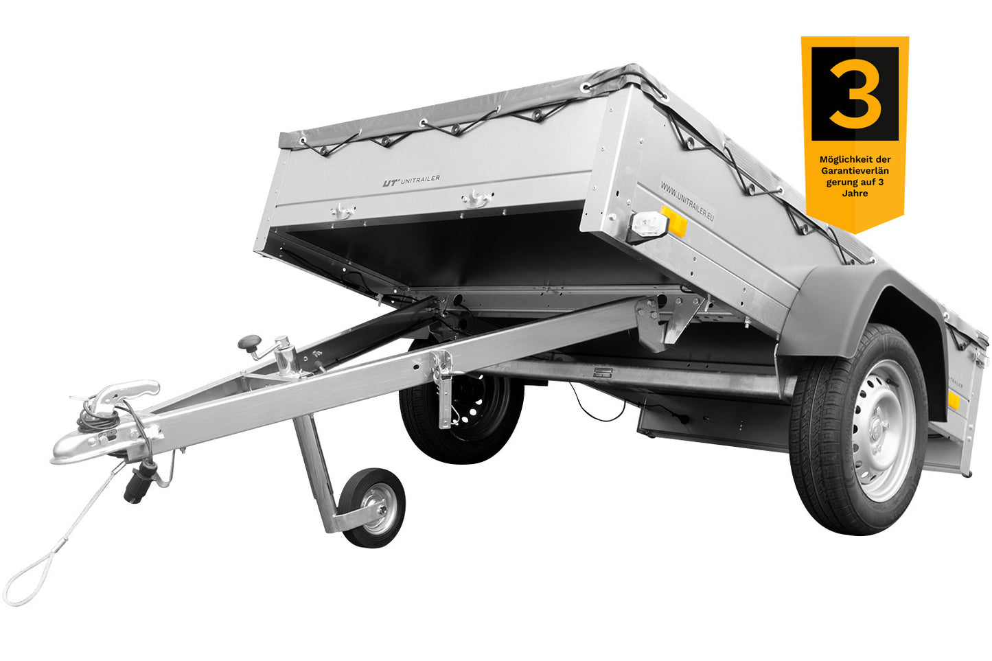 Anhänger für Pkws Garden Trailer 201 KIPP 200x125 cm 750 kg [mit Flachplane, Stützrad und Flachplaneträger]