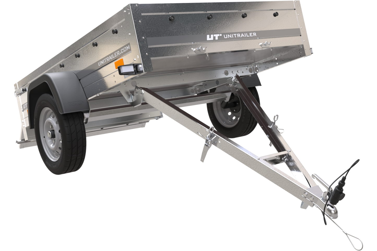 Leichter Anhänger 200x125 UNITRAILER GARDEN 201 KIPP mit BIS-Seitenwänden und Aluminiumabdeckung