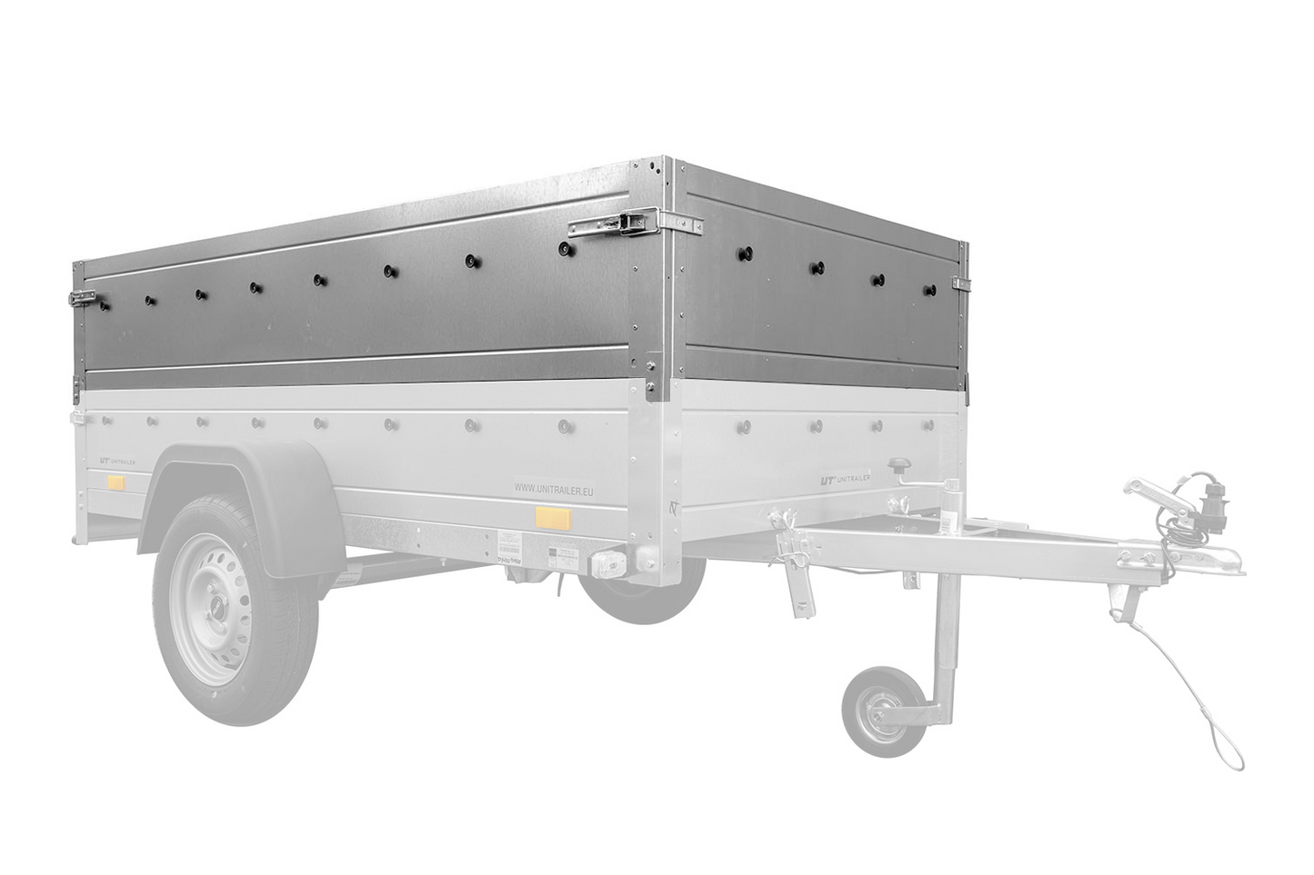 Einachsiger Anhänger 230x125 UNITRAILER GARDEN 230 KIPP mit Bordwandaufsatz und Aludeckel