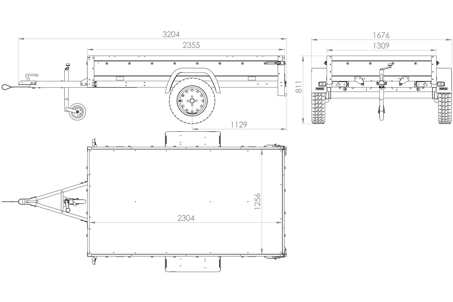 Einachsanhänger Unitrailer Garden Trailer 230 FD 230 x 125 cm mit Starrdeichsel 750 KG