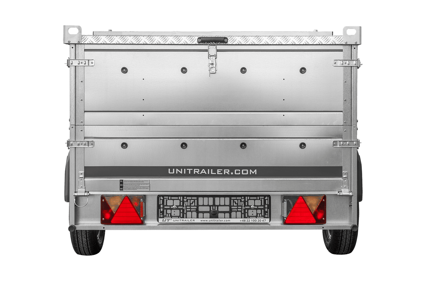 Einachsiger Anhänger 230x125 UNITRAILER GARDEN 230 KIPP mit Bordwandaufsatz und Aludeckel