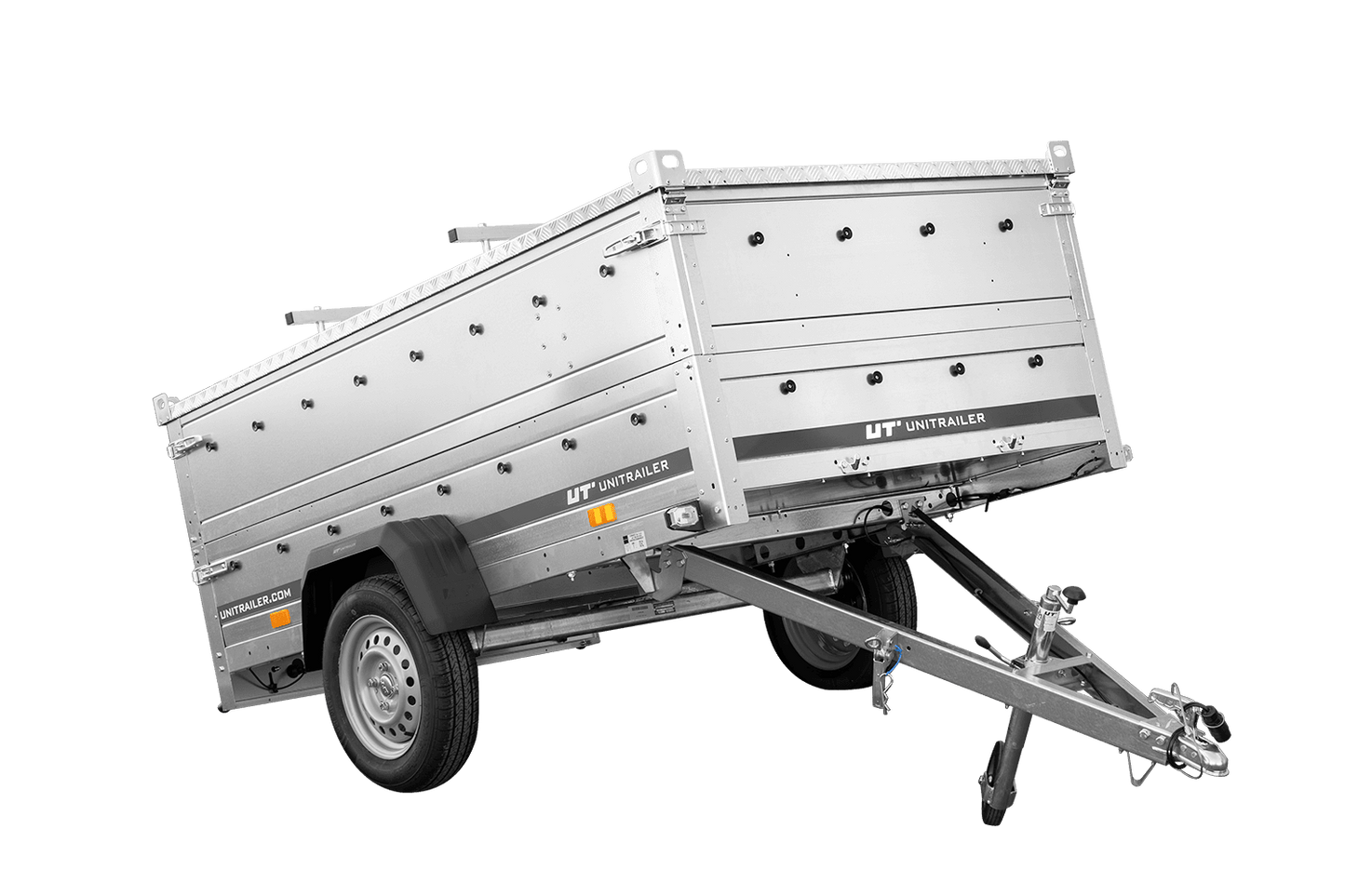 Einachsiger Anhänger 230x125 UNITRAILER GARDEN 230 KIPP mit Bordwandaufsatz und Aludeckel