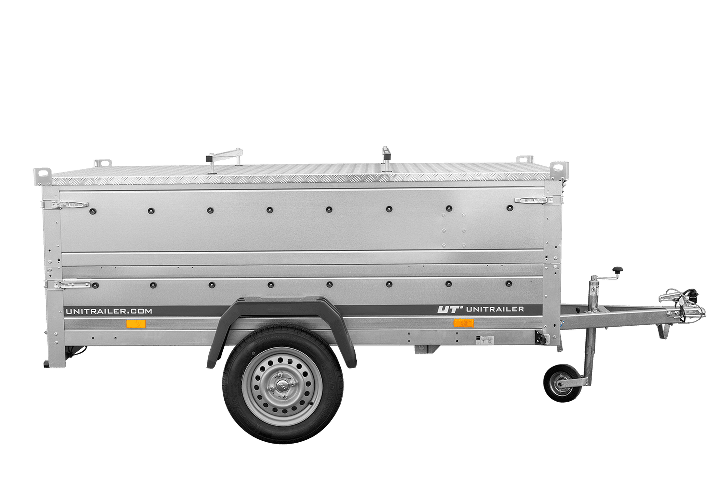 Einachsiger Anhänger 230x125 UNITRAILER GARDEN 230 KIPP mit Bordwandaufsatz und Aludeckel