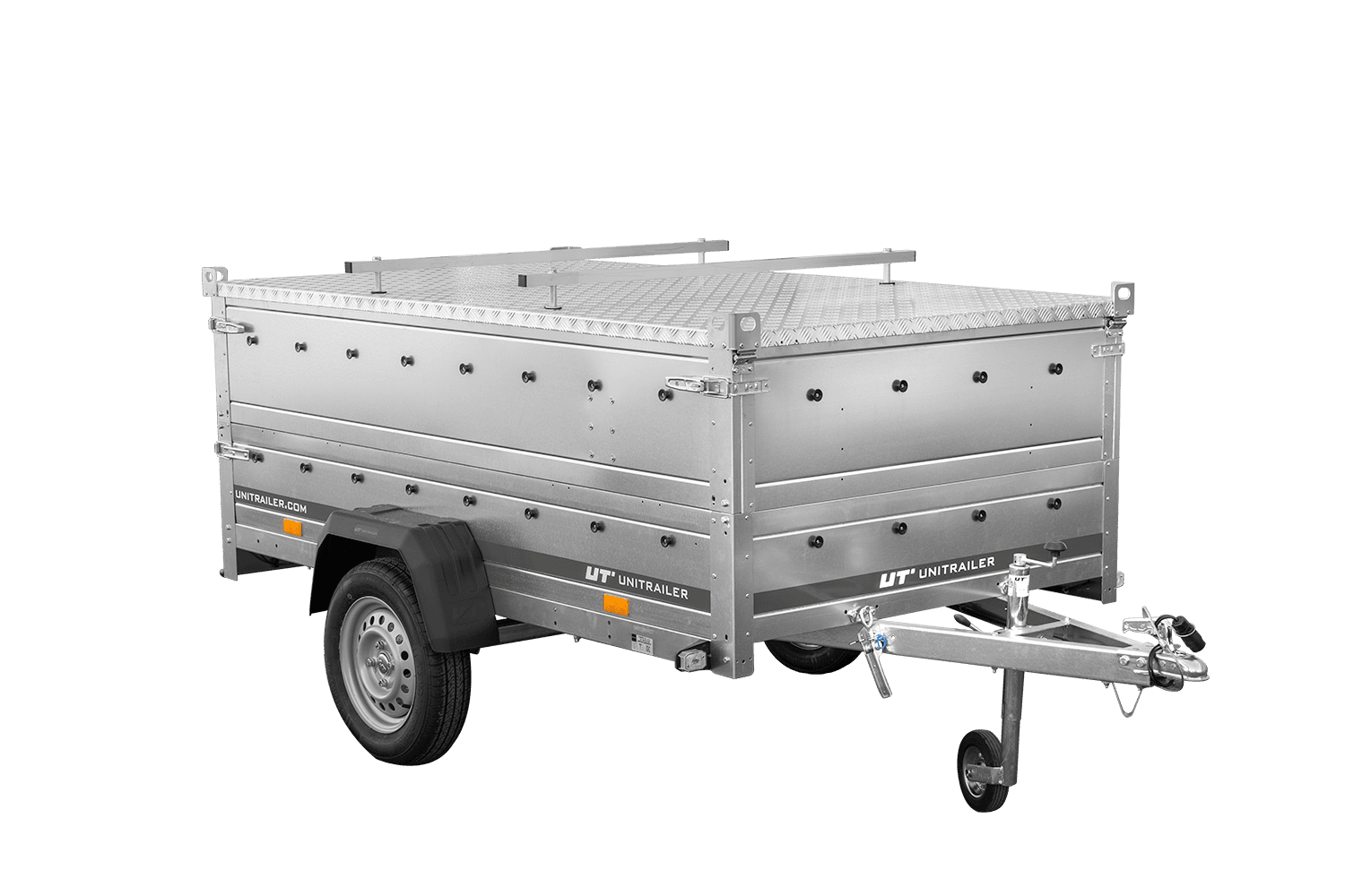 Einachsiger Anhänger 230x125 UNITRAILER GARDEN 230 KIPP mit Bordwandaufsatz und Aludeckel