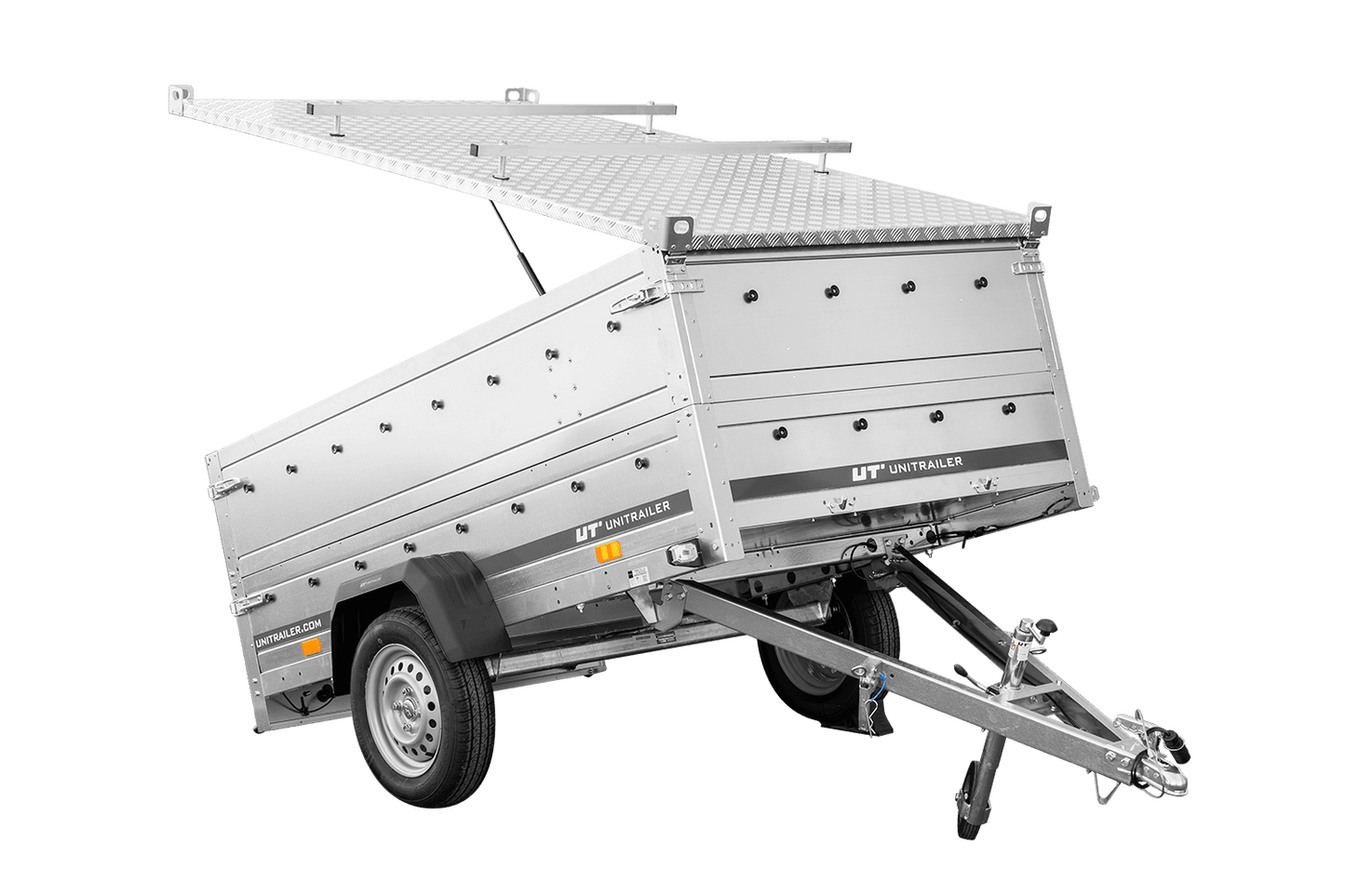 Einachsiger Anhänger 230x125 UNITRAILER GARDEN 230 KIPP mit Bordwandaufsatz und Aludeckel