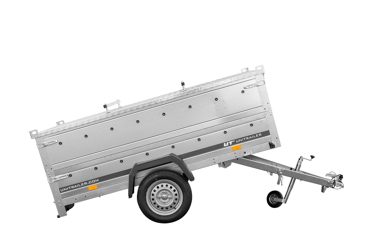 Einachsiger Anhänger 230x125 UNITRAILER GARDEN 230 KIPP mit Bordwandaufsatz und Aludeckel