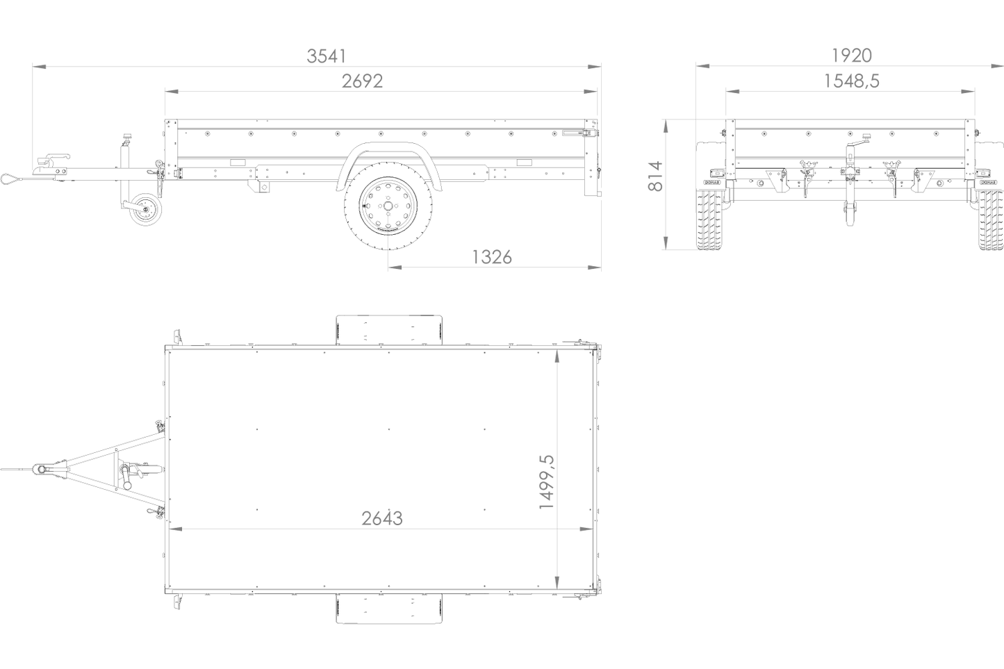 Einachsiger PKW-Anhänger 264x150 UNITRAILER GARDEN 265 KIPP
