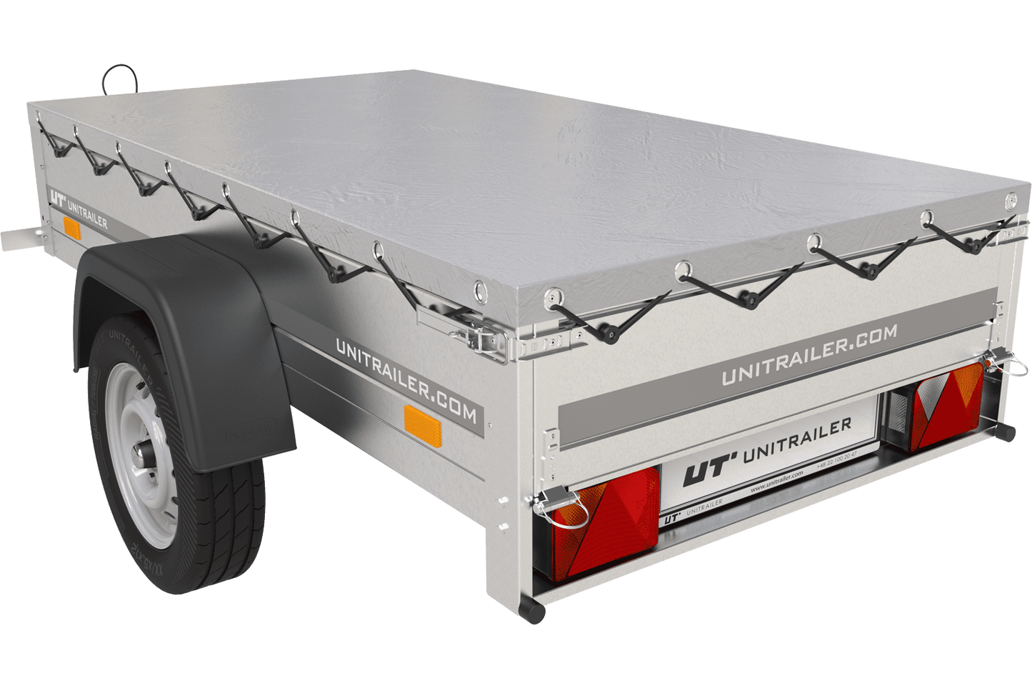 Gartenanhänger 200 Kipp mit Stützrad, H-0-Rahmen und grauer Plane