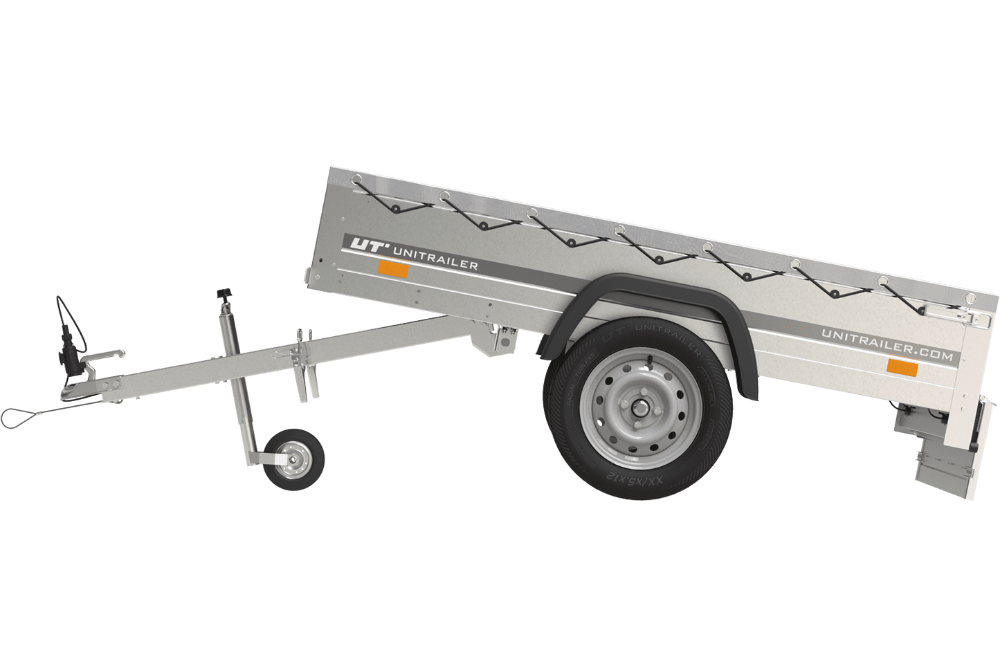 Gartenanhänger 200 Kipp mit Stützrad, H-0-Rahmen und grauer Plane