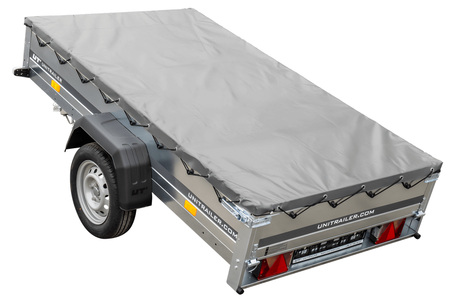 Kipper Pkw Anhänger Garden Trailer 230 KIPP [230 cm x 125 cm] mit Flachplane, Stützrad und Planenträger