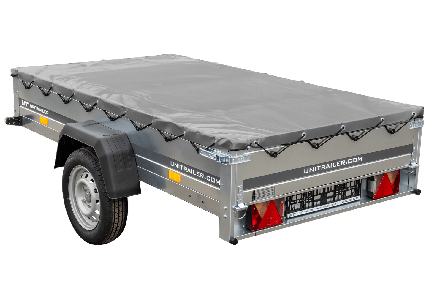 Kipper Pkw Anhänger Garden Trailer 230 KIPP [230 cm x 125 cm] mit Flachplane, Stützrad und Planenträger