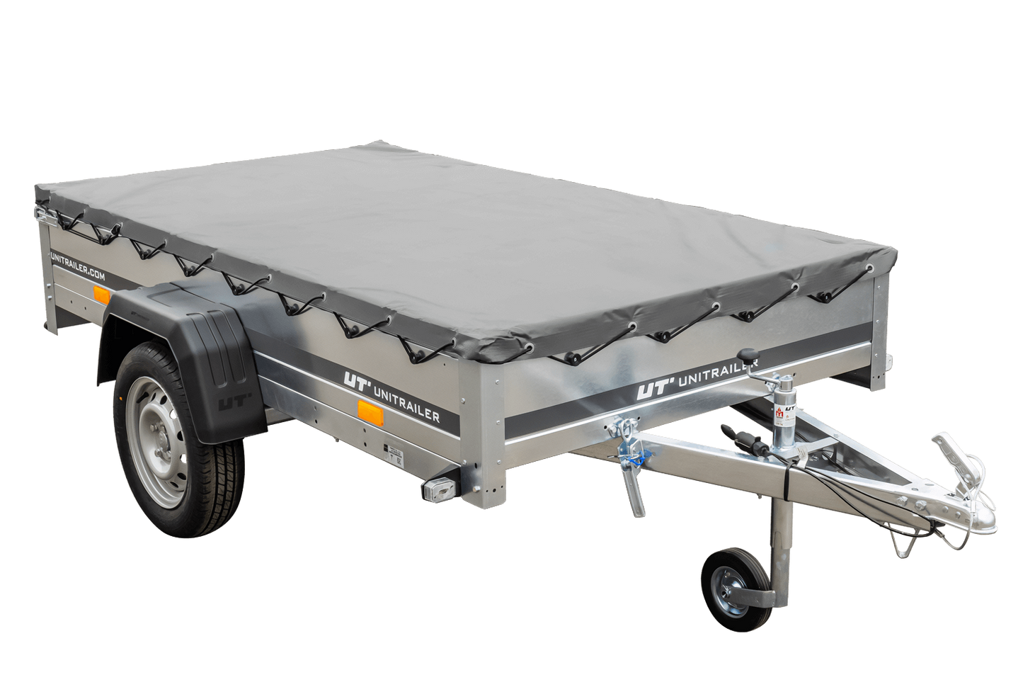 Kipper Pkw Anhänger Garden Trailer 230 KIPP [230 cm x 125 cm] mit Flachplane, Stützrad und Planenträger