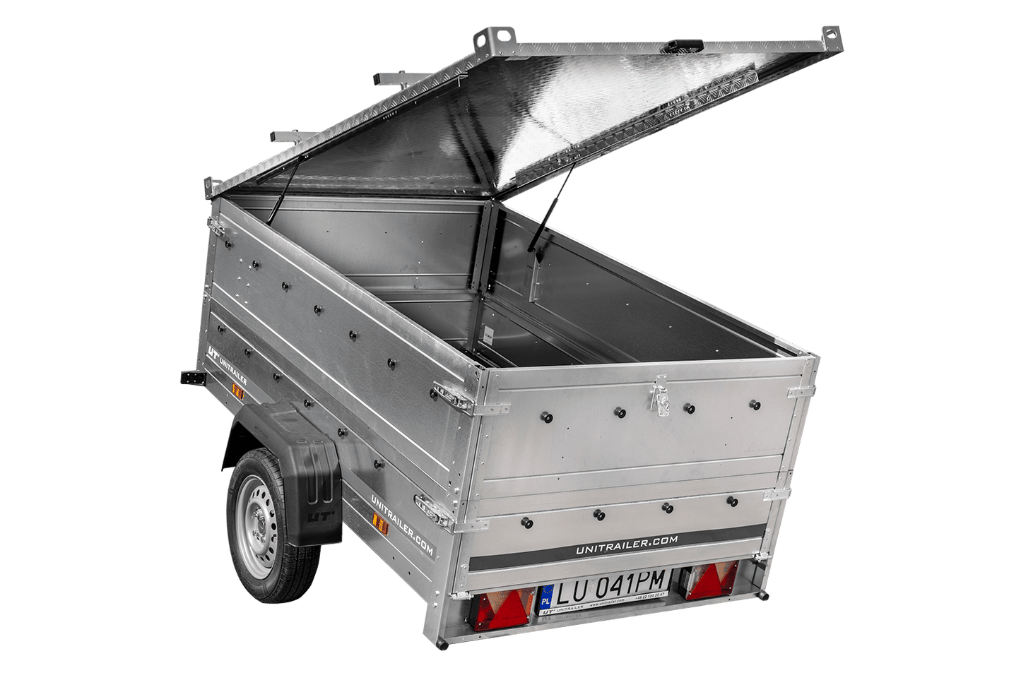 Leichter Anhänger 200x125 UNITRAILER GARDEN 201 KIPP mit BIS-Seitenwänden und Aluminiumabdeckung