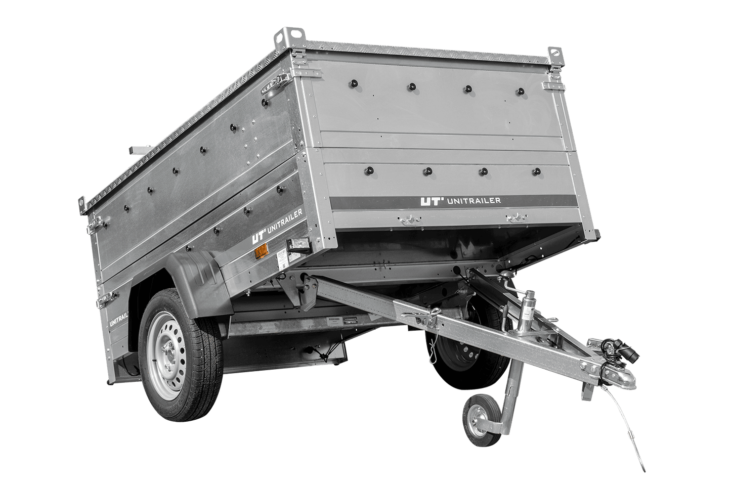 Leichter Anhänger 200x125 UNITRAILER GARDEN 201 KIPP mit BIS-Seitenwänden und Aluminiumabdeckung